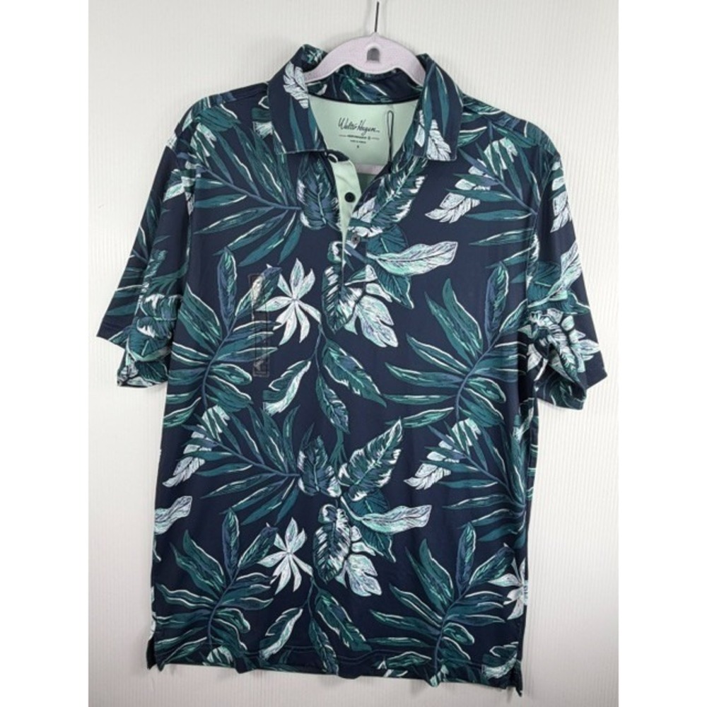 Walter Hagen Men's Small Golf Polo Tropical Print Performance Stretch UPF 50+